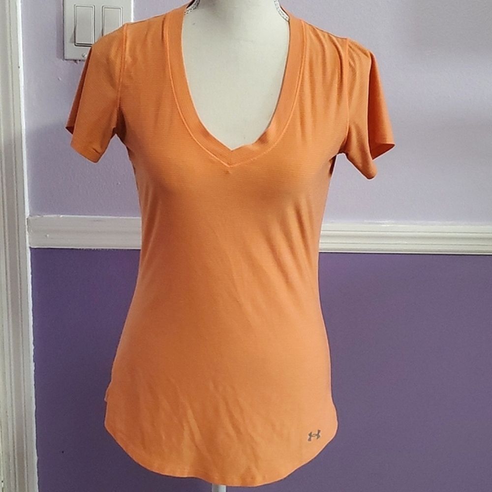 Under Armour Orange Sporty Workout Running Shirt Top S